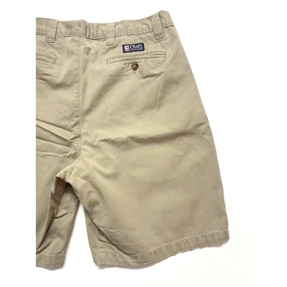 Vintage 90s Chaps Ralph Lauren Mens Khaki Chino Shorts Tan Cotton Size 34 - Picture 10 of 16